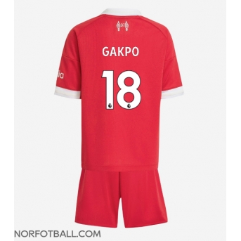 Billige Fotballdrakt Liverpool Cody Gakpo #18 Replika Hjemmedraktsett Barn 2025-26 Kortermet (med bukser)